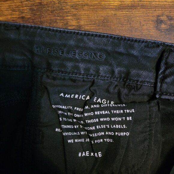 American Eagle Jeans 6 S Next Level Stretch Jegging Hi Rise Black Wash Denim - Picture 5 of 11